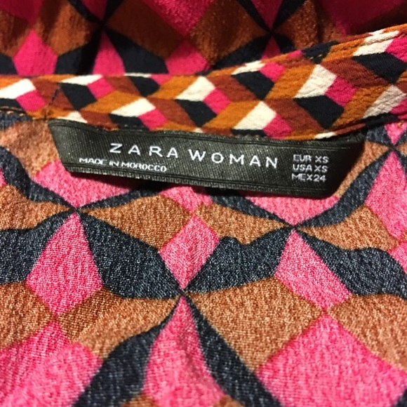 Zara Woman Geometric Long Sleeve Shirt Dress Sz XS - Picture 7 of 8